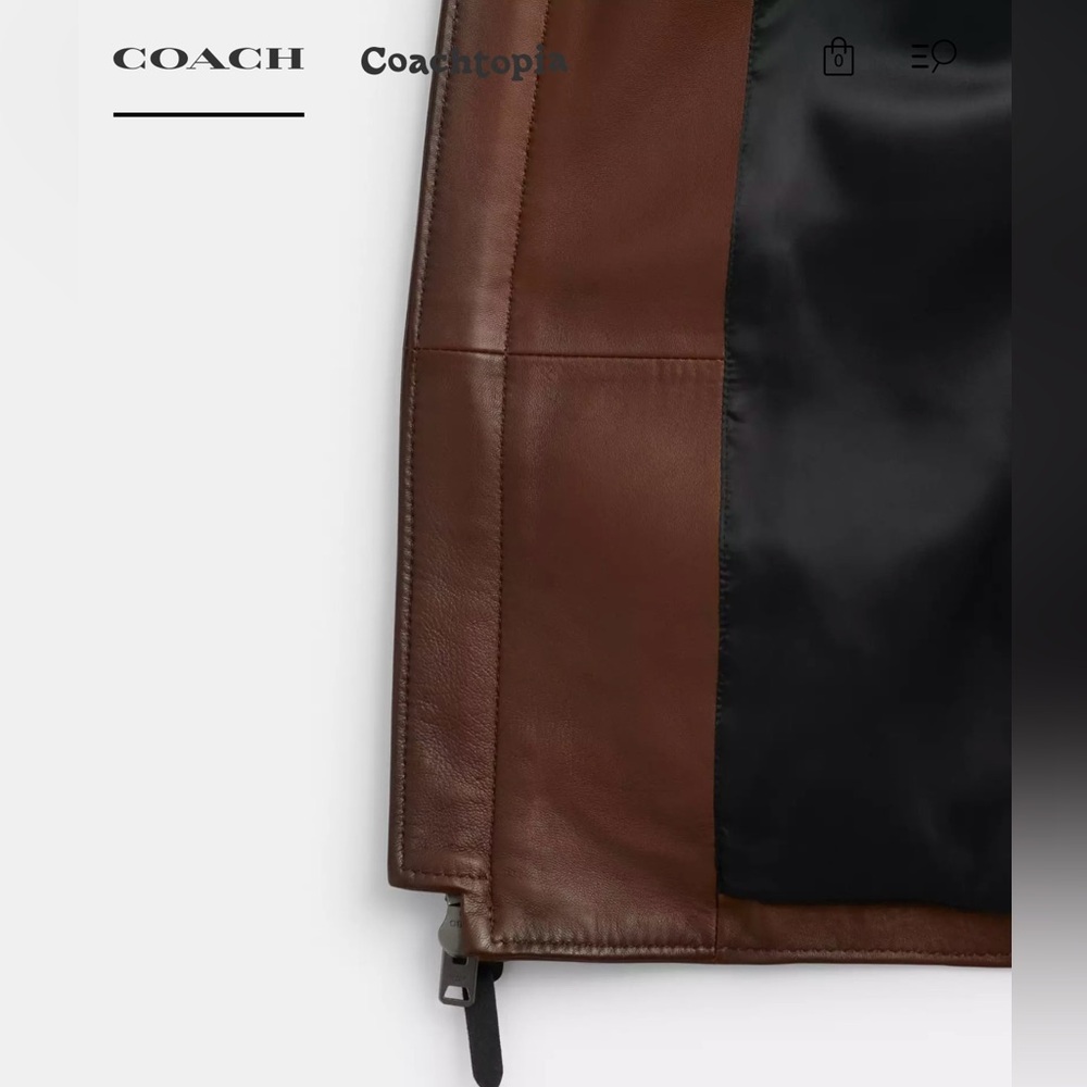 Men’s Coach Luxury Saddle Leather Racer Jacket XXl NWT - Picture 8 of 10